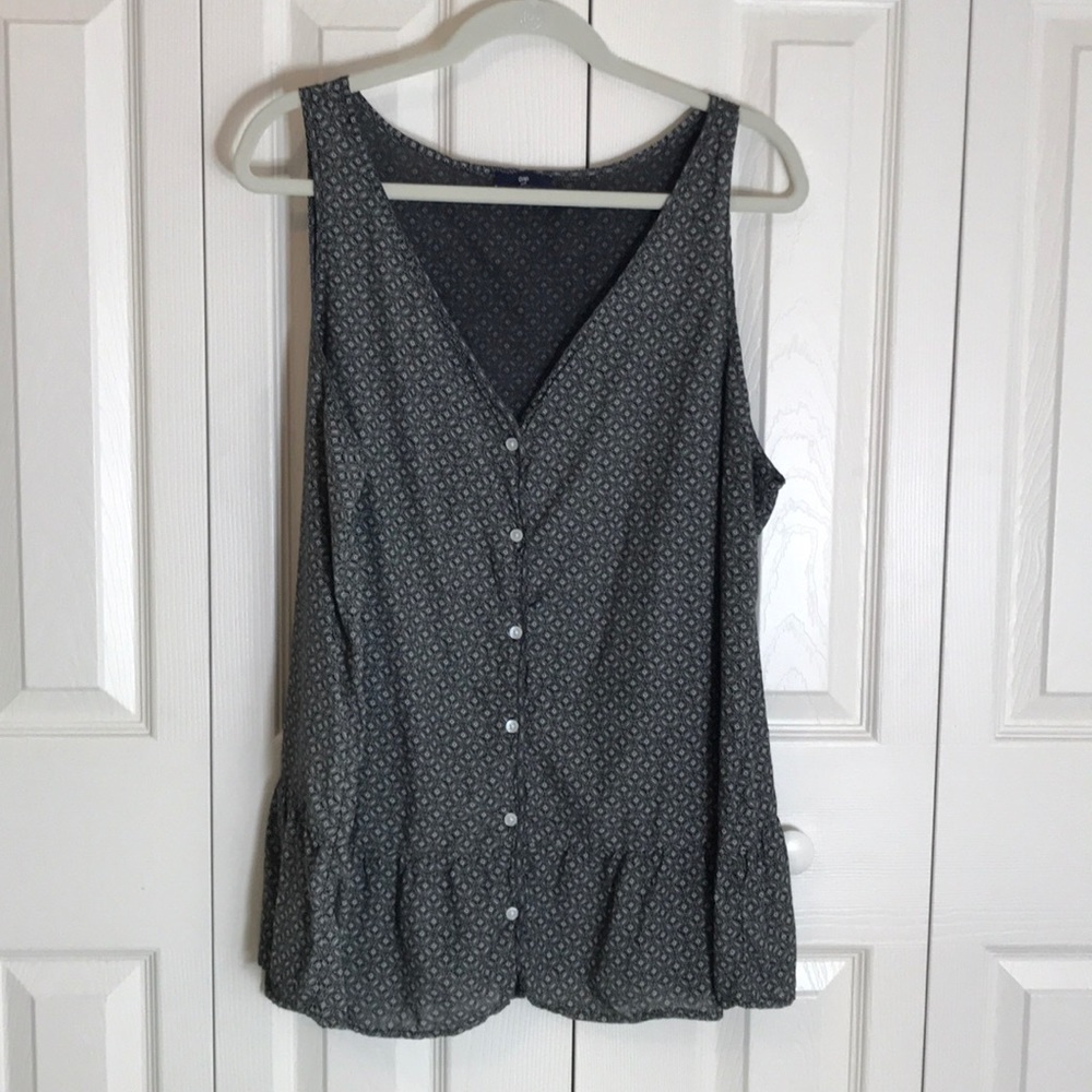 GAP peplum button down sleeveless top XXL
